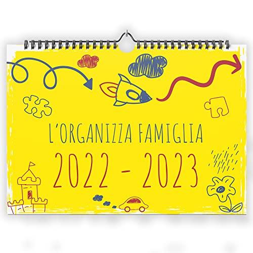 L'organizza Famiglia , Calendario 2022 da muro , Calendario 2022 2023 da  parete con planner mensile, 16 Mesi da Settembre 2022 a Dicembre 2023, 100  Stickers per l'organizzazione familiare