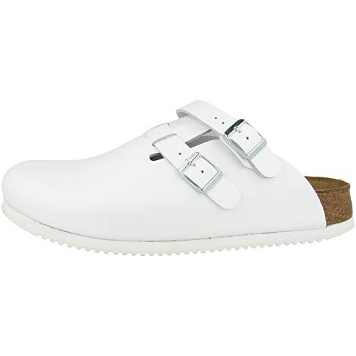 BIRKENSTOCK, sandalo Kay SL, unisex per adulti, in pelle naturale, White 1018228, 45 EU