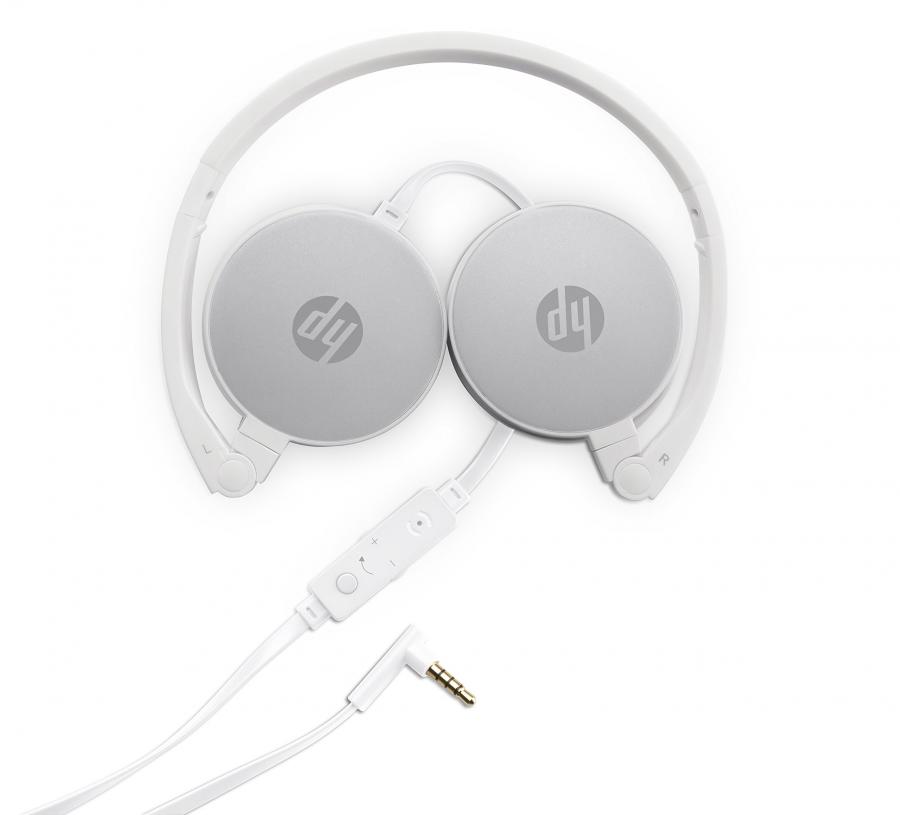 HP H2800 Cuffie Cablate, Microfono e Comandi in Linea, Compatibile per Tablet, Smartphone e Computer, Auricolari Morbidi e Imbottiti, Archetto Regolabile, Design Pieghevole con Cavo Piatto, Bianco