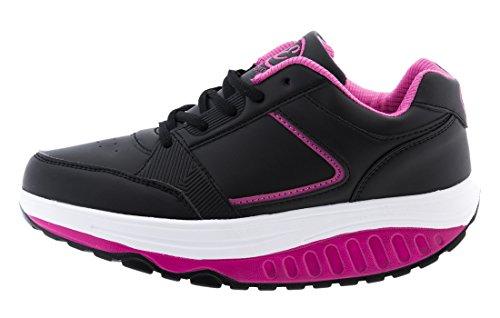 EGLEMTEK Scarpe RASSODA Glutei TM Benessere Dimagranti Sportive Fitness BASCULANTI (39, Nero Fuxia New)