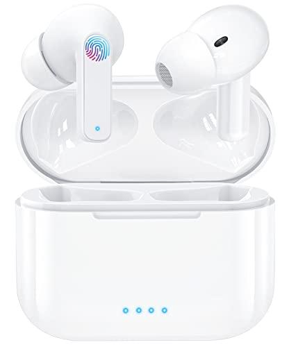 Cuffie Bluetooth 5.1 Auricolari Wireless in Ear Con Microfono,Hi-Fi  Stereo,Durata 38 Ore,IPX5 Impermeabilie,Associazione Automatica,Controllo  Touch per iPhone Samsung Huawei Xiaomi Sony bianco