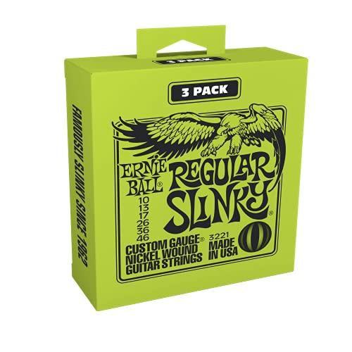 Ernie Ball Muta di Corde per Chitarra Elettrica, Rivestite in Nickel, Regular (10-46), Confezione da 3