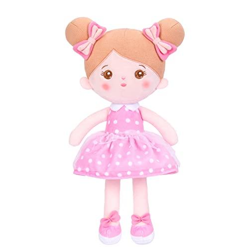 Starpony Bambola di Pezza 38 CM per Bambina Ragazza, Bambole di Peluche  Carino per Bambini,Regalo Giocattolo Stoffa, Morbida, per Dormire, Pois Rosa