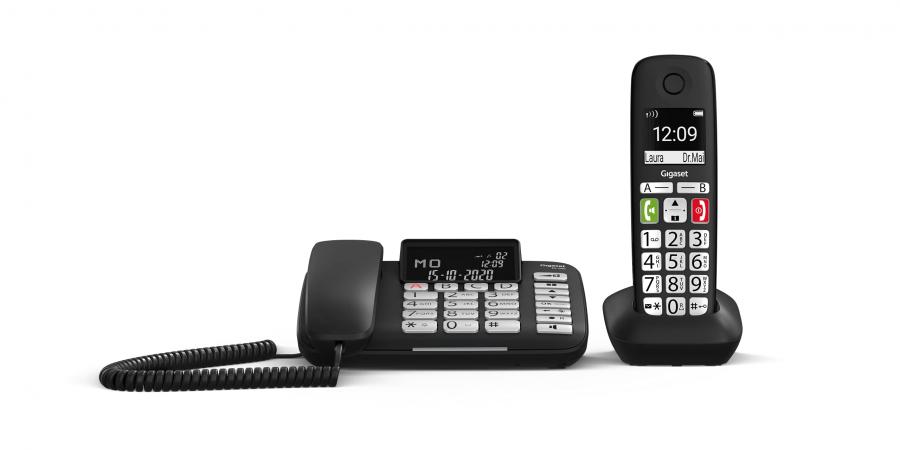 Gigaset DL780 Plus Telefono Fisso più Cornetta Cordless Aggiuntiva, con Rubrica in Comune e Sincronizzazione delle Chiamate, Suonerie Forti e Tasti Grandi, Nero, Italia