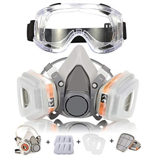 Zelbuck 107 Copertura Mezza Faccia Ultra Morbida con Filtri Copertura Antipolvere Riutilizzabile Anti Gas, Vapori e Particella per Verniciatura a Spruzzo, Levigatura, Polvere