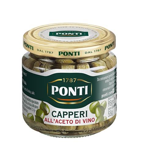 Ponti Capperi all'aceto di vino, Capperi conditi con pregiato Aceto di Vino Ponti, 1 vaso da 95gr