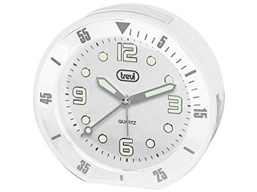 Trevi SL 3091 R Orologio al Quarzo con Sveglia e Grande Quadrante con Numeri in Rilievo, Tasto Snooze/Light, Suoneria Elettronica, Movimento Silenzioso Sweep, Bianco