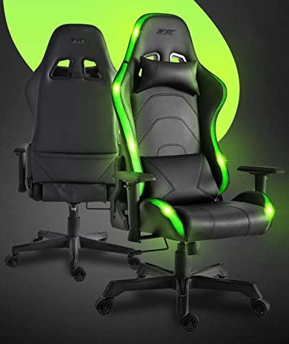 ACER Business Partner ENERGY-GC1100 Sedia Gaming RGB, Alluminio, Nero e Verde, Taglia Unica Fino a 150Kg