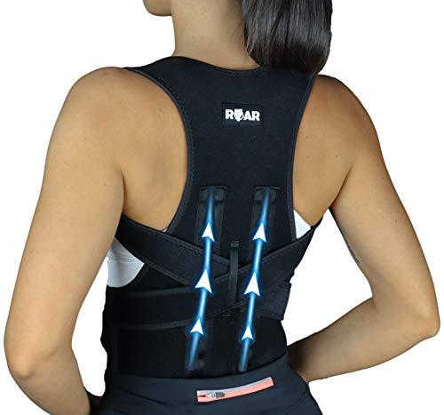 Roar® Correttore Posturale Spalle Schiena Dritta, Fascia Posturale Spalle e Schiena, Postura Schiena Uomo e Donna, Bustino Schiena Postura, Busto Correttore di Postura, Raddrizza Spalle. (M)