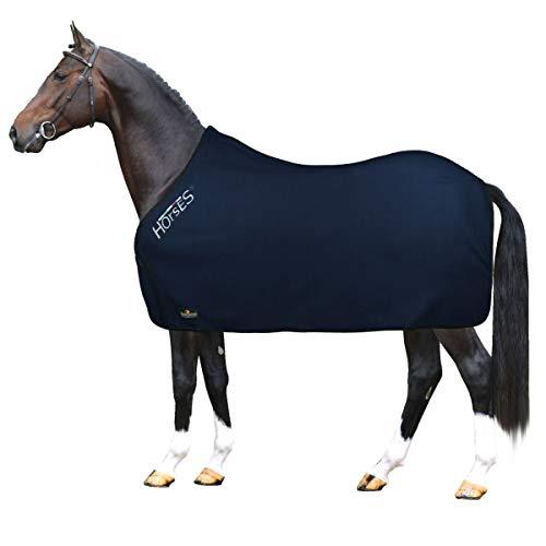 Horses, Coperta per Cavallo in Pile, Modello Basic, Morbida e Comoda, ideale per Trasporto e Dopo Lavoro, Blu 135 cm