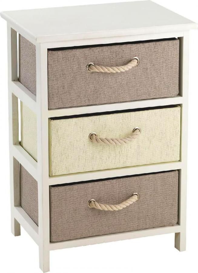 Mobiletto 3 cassetti Cassettiera in Legno e Rafia sintetica - C656423