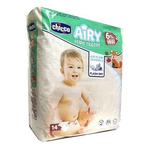 Chicco Airy Ultra Fit&Dry XL Taglia 6 Pannolini per Bimbi 15-30 kg, 14 Pezzi