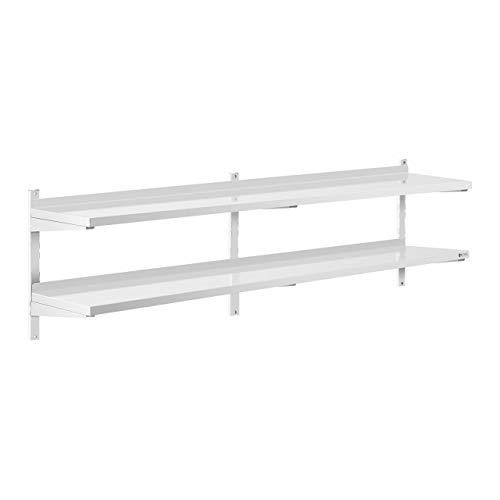 Royal Catering Mensola in Acciaio Inox 2 Ripiani RCWR-2000.4 (40 x 200 cm, 40 kg, Acciaio Inox)