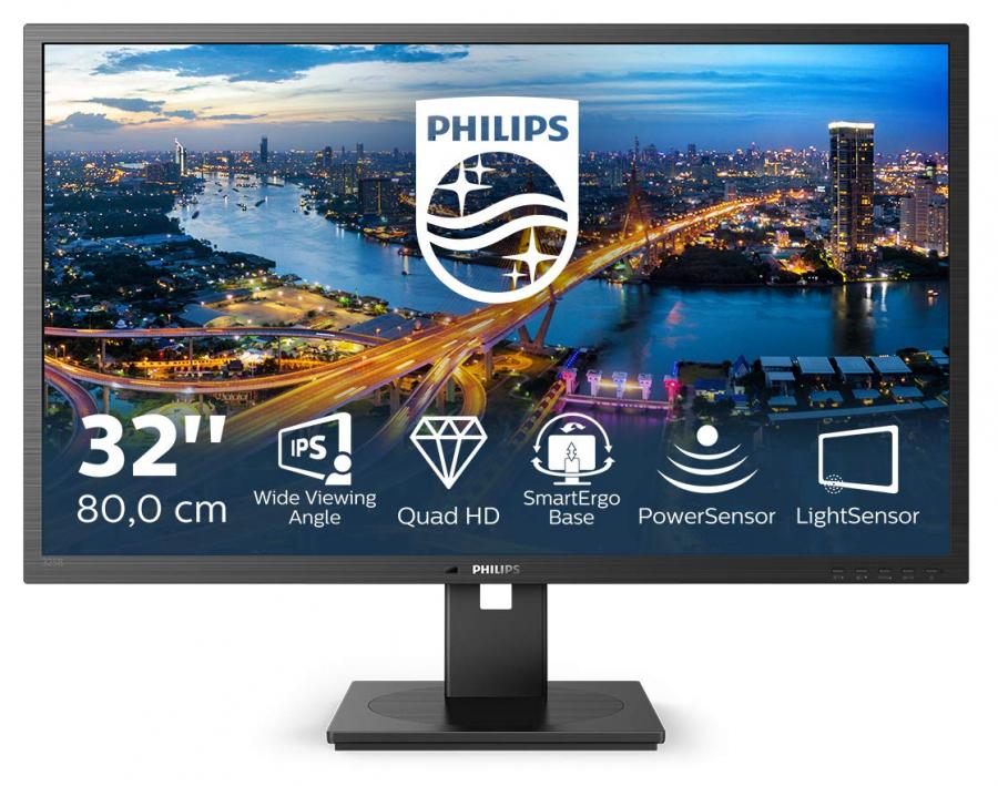 Philips 325B1L - Monitor da 80 cm (32 pollici), HDMI, DisplayPort, Hub USB, tempo di risposta 4 ms, 2560 x 1440 Pixel, 75 Hz, FreeSync, Pivot), colore: Nero
