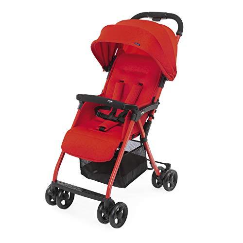 Chicco OHlalà 3 Passeggino Ultraleggero da 0 Mesi a 15 kg, Passeggino Reclinabile e Pieghevole con Cestello Capiente, Chiusura Compatta, Parapioggia e Cappottina Estendibile - Rosso
