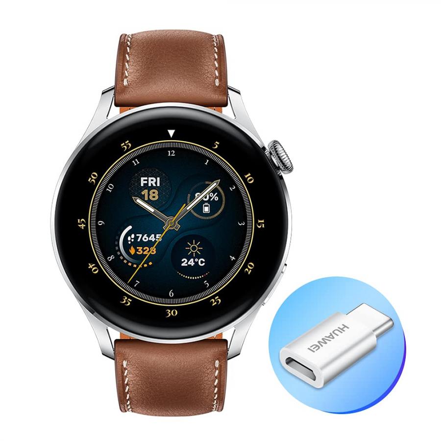 HUAWEI WATCH 3 - Smartwatch 4G AMOLED 1,43 pollici, AP52, chiamata eSIM, batteria fino a 3 giorni, monitoraggio saturazione ossigeno, frequenza cardiaca 24/7, GPS, 5ATM, cinturino pelle Brown