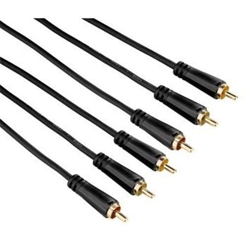 Hama - Cavo 3 RCA M/3 RCA M, 3 metri, connettori dorati, Nero