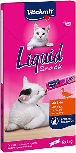 Vitakraft Snack liquido per gatto, Anatra e Beta glucani, 1 confezione (6 buste da 15 g)