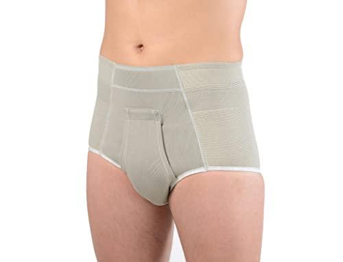 Slip Elastico Sport per Ernia Inguinale ORIONE© - Color Grigio - Versione alta con apertura frontale completamente apribile Art.316 Taglia 2 > 76-80 cm