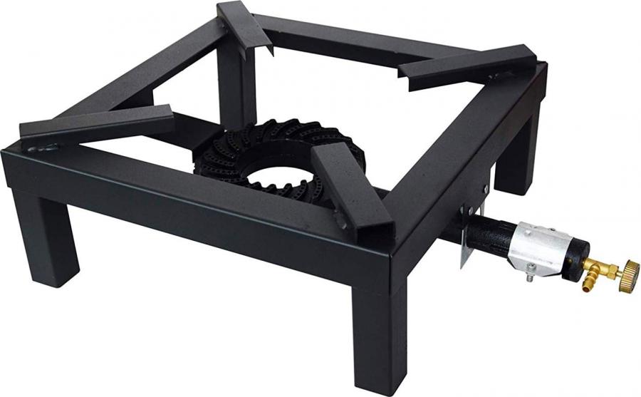 Fornello a Gas GPL 1 Fuoco 40x40 cm in Ghisa con Rubinetto di Regolazione - Bruciapiù 40
