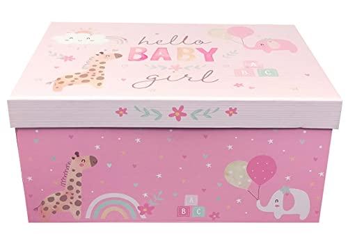 Baby Pink - Scatola dei ricordi con coperchio, ideale per compleanni,  Natale, battesimo e baby shower, 34 x 23 x 14 cm