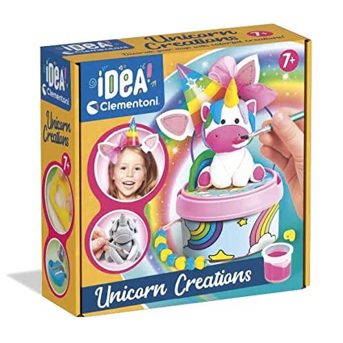 Clementoni- Idea-Surprise Box-Rainbow & Unicorn-lavoretti creativi 7 Anni, Kit Pittura per Bambini Tema Unicorno, 4 Diverse creazioni, Made in Italy, Multicolore, Medio, 18690
