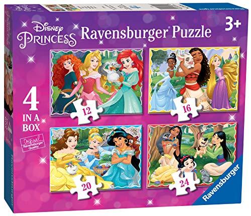 Ravensburger 030798 Principesse Disney, 4 Puzzle in a Box per Bambini, Età Raccomandata 3+