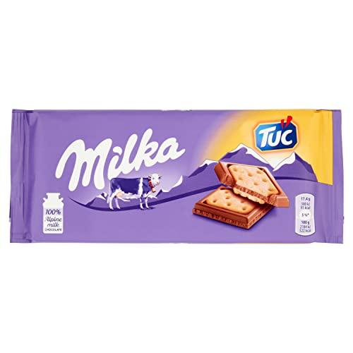 Milka Tuc Tavoletta di Cioccolato al Latte 100% Alpino e Cracker Tuc - 87g