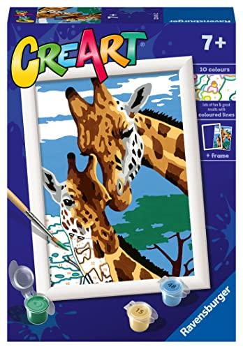 Ravensburger - CreArt Serie E: Giraffe, Kit per Dipingere con i Numeri, Contiene una Tavola Prestampata, Pennello, Colori e Accessori, Gioco Creativo per Bambini 9+ Anni