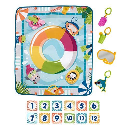 Fisher Price -Tappetino Attività in Piscina con 4 Giocattoli e 12 Carte Traguardoper Neonati 0+ Mesi GRR44