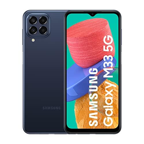 Samsung Galaxy M33 5G Smartphone Android Display 6.6 FHD+ LCD Batteria 5.000 mAh Quattro fotocamere, principale 50 MP, RAM 6GB Memoria interna 128 GB, Blue