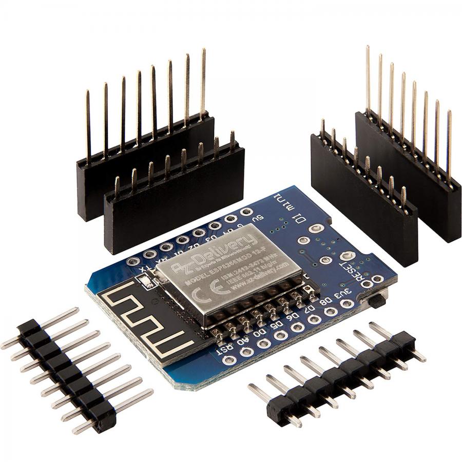 AZDelivery D1 Mini NodeMcu con Modulo WiFi ESP8266-12F Scheda di Sviluppo CH340G Lua compatibile con Arduino incluso E-Book!