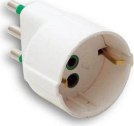 Adattatore semplice spina italiana 2P+T 16A S17 presa italiana / tedesca 2P+T 16A P30 colore Bianco - 87130