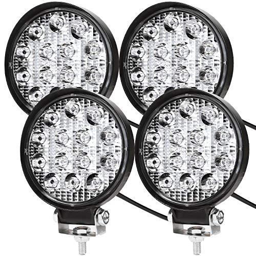 Faro da Lavoro, 4 X 42W Tondo Fari Led 12V 24V Fari di Profondità  Impermeabile IP67 Luci di Lavoro Fuoristrada per Moto Auto ATV SUV  Trattore, 6500K(4 pezzi)