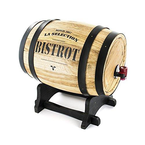 Bistrot KV7166 Distributore di Vino, botte legno, 27 x 21 x 26 cm, 5 L, Modelli / Colori assortiti, 1 Pezzo