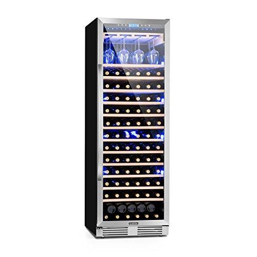 KLARSTEIN Vinovilla Grande - Cantinetta Vino, Touch Control, Luci LED in 3 Colori, Porta Bicchieri, 425 L, 165 Bottiglie, 13 Ripiani, 1 Zona, Nero Lucido