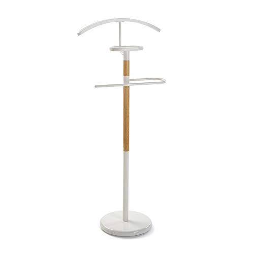 VERSA Holstebro Servo Muto Moderno e Multifunzionale, Appendiabiti  Indossatore per Camera da Letto e Spogliatoio, Misure (A x L x l) 112 x  28,8 x 46,5 cm, Metallo e Legno, Colore Bianco