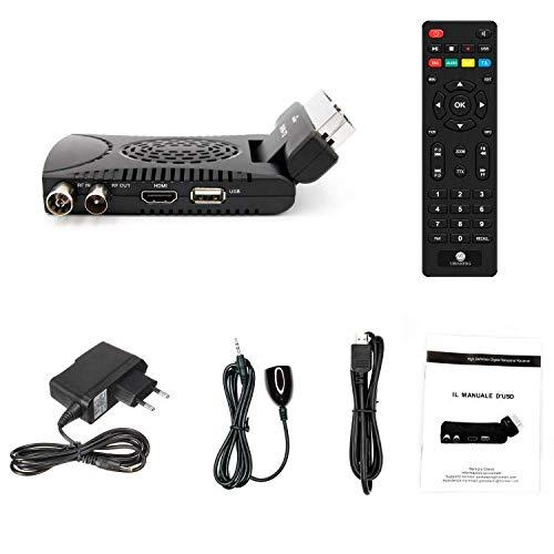 Decoder Digitale Terrestre HD Mini Dvb T2 USB Hdmi Presa Scart 180° Televisione