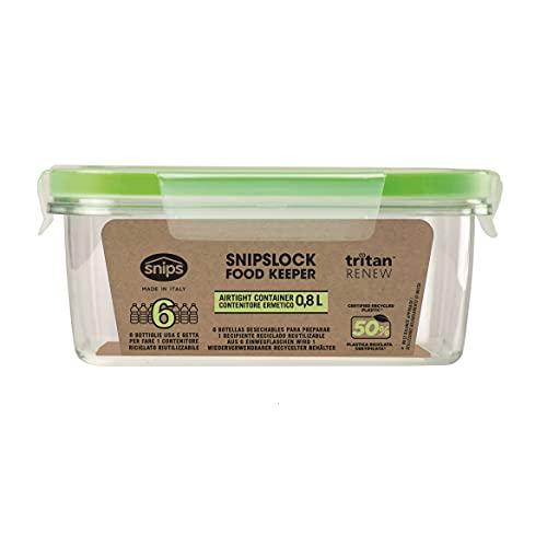 Snips Food Keeper in Plastica Riciclata, 0.80 L, Rettangolare, Multicolore, 0.80 LT