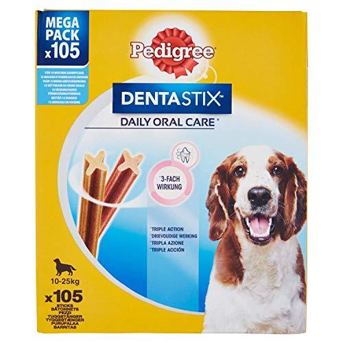 Pedigree Dentastix Snack per l'Igiene Orale, Cane Medio (10-25 Kg - 2.94 kg), 105 Pezzi