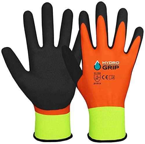 ACE HydroGrip 2 paia di guanti da lavoro - impermeabili e robusti - per il  lavoro - EN 388/21420 - Arancione-giallo/grigio - 07/S