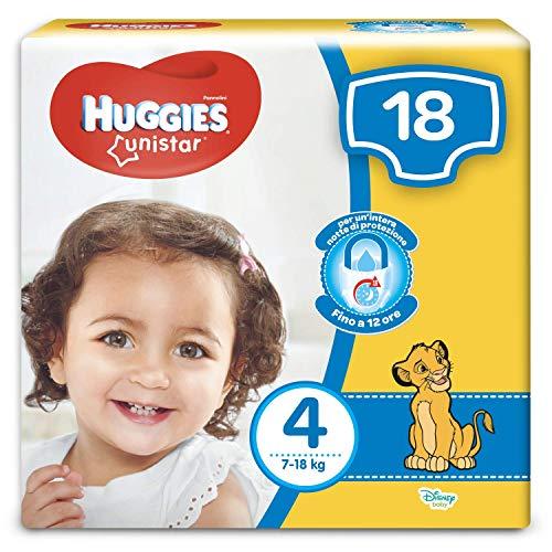 Huggies Unistar Pannolini, Taglia 4 (7-18 kg), Confezione da 18 Pezzi