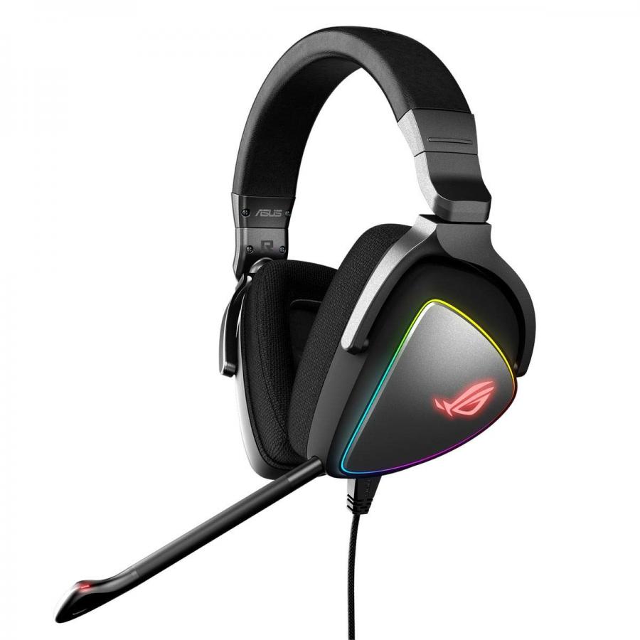 Asus ROG Delta Cuffie Gaming, Quad-DAC, Aura Sync RGB Circolare, Compatibile con PS4, Type C, Colore Nero
