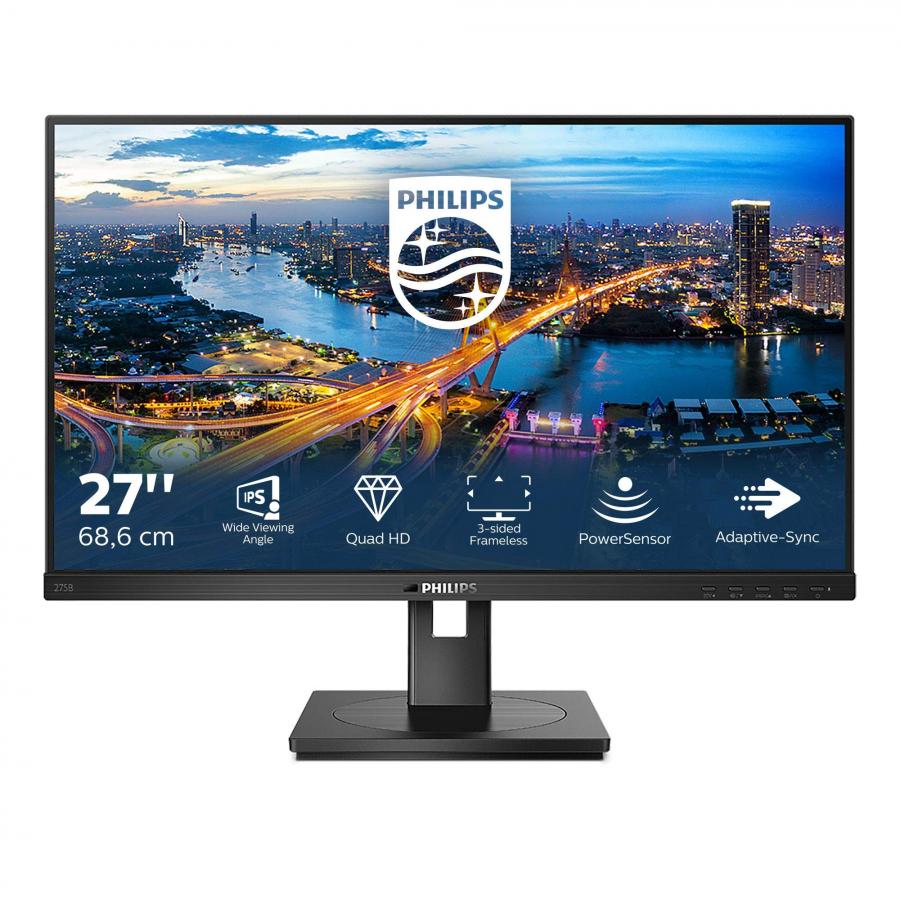 Philips 275B1 - Monitor da 68 cm (27 pollici), DVI, HDMI, DisplayPort, Hub USB, tempo di risposta 4 ms, 2560 x 1440, 75 Hz, FreeSync, Pivot), colore: Nero