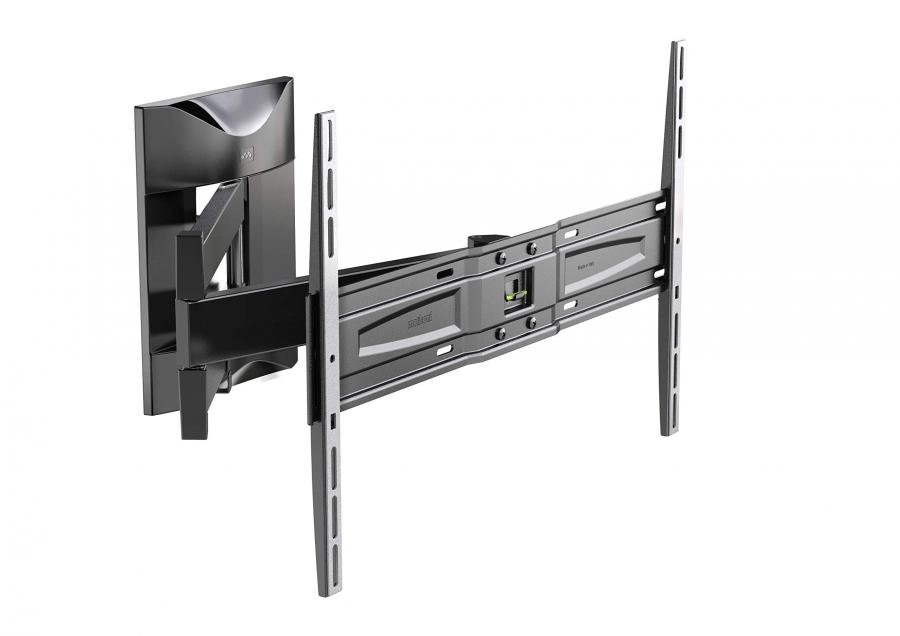 Meliconi Slimstyle Plus 600 Sdr, Supporto Con Doppio Braccio Da Parete Per Tv A Schermo Piatto Da 50’’ A 82’’, Orientabile Orizz. E Vert., Con Gommini Protettivi, Vesa 300X300, 400X400, 600X400, Nero