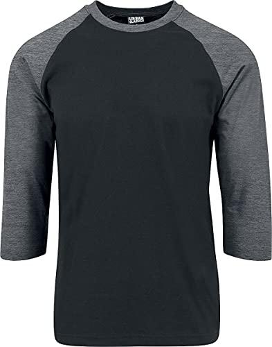 Urban Classics Maglietta A Maniche Lunghe A Contrasto, Raglan T-Shirt, Nero/Grigio, S Uomo