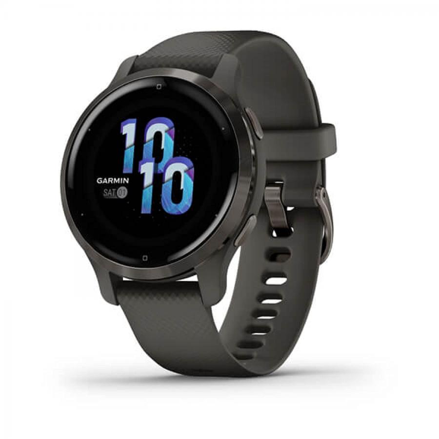 Garmin Venu 2S, Smartwatch per donna, Display AMOLED, 40mm, GPS, Cardio, SpO2, Workout HIIT, Garmin Coach, Garmin Pay, Musica (Slate & Graphite)