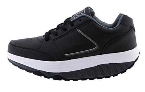 EGLEMTEK Scarpe RASSODA Glutei TM Benessere Dimagranti Sportive Fitness BASCULANTI (40, Nero Grigio Scuro New)