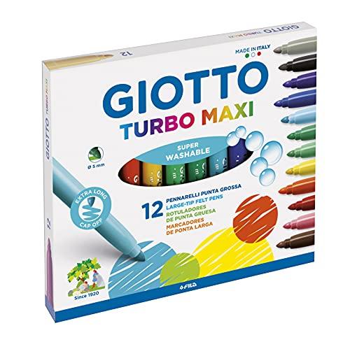 Giotto 454000 Turbo Pennarelli, Turbo Maxi Punta Larga, 5 mm, Confezione da 12
