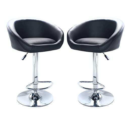Milani Home s.r.l.s. Set di 2 Sgabelli da Bar Albergo Hotel Sedia Cucina con Poggiapiedi Altezza Regolabile Girevole Stile Moderno di Design Contemporaneo, 47.5 X 52.5 X 80.5-101.5